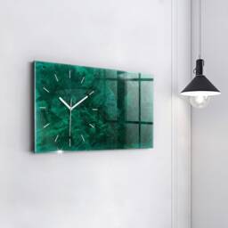 Emerald Wall Tempered Glass Clock, Green Printed Abstraction Wall Modern Clock - thumbnail 3