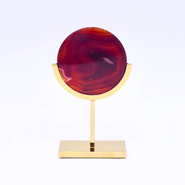 Unique Sculpture - The Gem 2.0 Agate Disc On Brass Base - image 1
