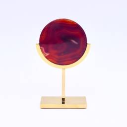 Unique Sculpture - The Gem 2.0 Agate Disc On Brass Base - thumbnail 1