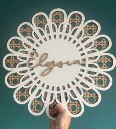 Rattan Flower, Rattan Wall Art, Nursery Decor, Sunshine Wooden Names, Personalised Gift, New Baby Gift