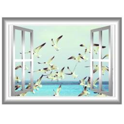Scenic Landscape Wallpaper, Fake Window Decal, Wall Mural Art Beach Room Decor - Vwaq Nw73 - thumbnail 2