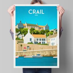 Crail Print - Harbour Travel Poster Historic Village Fife Scottish Wall Art Historical Town East Neuk - thumbnail 1