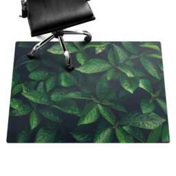 Leaves in The Thicket Computer Chair Mat, Green Office Plants Vinyl Floor Protector, Protector