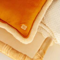 Mustard Soft Velvet Cushion With Fringe, Decorative Pillow, Velvet Sofa Cushion, Pillow For Children's Room - thumbnail 3