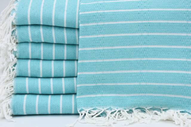 "Turquoise Towel, Turkey Towel, Striped Towel, Turkish Towel, 37""x70" - image 1
