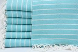 "Turquoise Towel, Turkey Towel, Striped Towel, Turkish Towel, 37""x70"