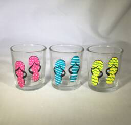 Flip Flop Votive Candle Holders - Set Of 3 Summer Glass Decor
