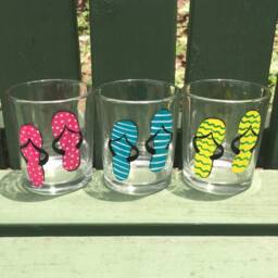 Flip Flop Votive Candle Holders - Set Of 3 Summer Glass Decor - thumbnail 3
