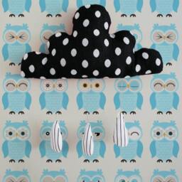 Peel & Stick Vinyl Wallpaper - Blue Cute Owls Pattern Wall Decal, Sticker Olb_024 - thumbnail 2