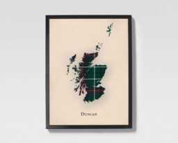 Clan Duncan Scottish Tartan Map - Of Scotland Family Wall Decor, Ready To Hang - thumbnail 1