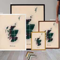 Clan Duncan Scottish Tartan Map - Of Scotland Family Wall Decor, Ready To Hang - thumbnail 3