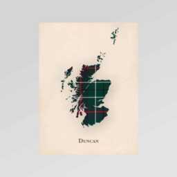 Clan Duncan Scottish Tartan Map - Of Scotland Family Wall Decor, Ready To Hang - thumbnail 2