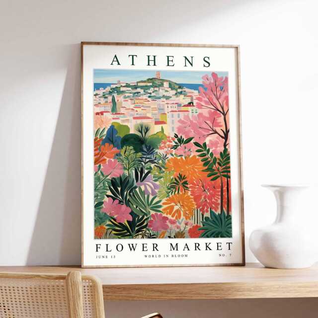 Athens Flower Market Print Greek Botanical Wall Art - image 1