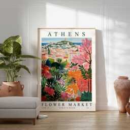 Athens Flower Market Print Greek Botanical Wall Art - thumbnail 2