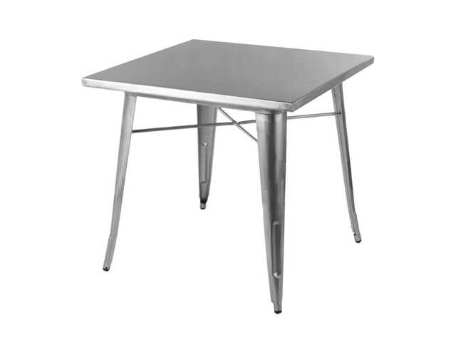 Metal Table Tolix Bistro Outdoor Garden Furniture, Silver Industrial Coffee Dining Kitchen Pub - image 1