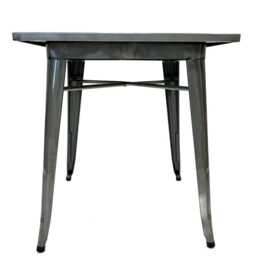 Metal Table Tolix Bistro Outdoor Garden Furniture, Silver Industrial Coffee Dining Kitchen Pub - thumbnail 3