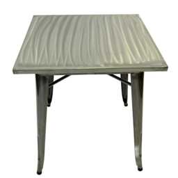 Metal Table Tolix Bistro Outdoor Garden Furniture, Silver Industrial Coffee Dining Kitchen Pub - thumbnail 2