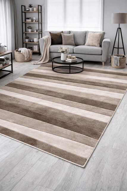 New Small Large Beige Brown Cream Wave Design Area Rugs Mats Runners - image 1