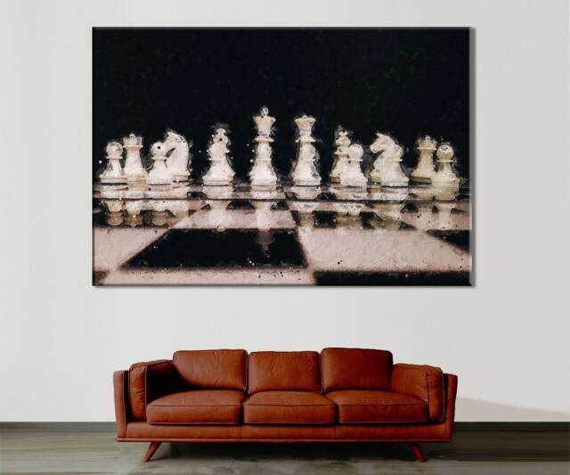 Chessboard Canvas Print Modern Checkerboard Wall Art - image 1