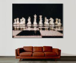 Chessboard Canvas Print Modern Checkerboard Wall Art - thumbnail 1