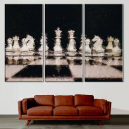 Chessboard Canvas Print Modern Checkerboard Wall Art - thumbnail 2
