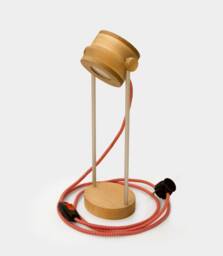 Tejko - Wooden Table Lamp Made Of Beech With Walnut Inserts. Aluminium Legs, High Quality Switch & Plug