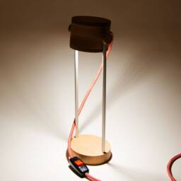 Tejko - Wooden Table Lamp Made Of Beech With Walnut Inserts. Aluminium Legs, High Quality Switch & Plug - thumbnail 4