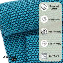 Turquoise Throw Blanket - Durable Sofa Cover Boho Bedspread Portuguese Woven Textile Sustainable Modern Traditional Recycled Cotton - thumbnail 3