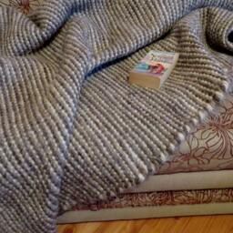 Handmade Wool Throw Blanket Gray Woven Bed Cover - 215x180cm - thumbnail 2