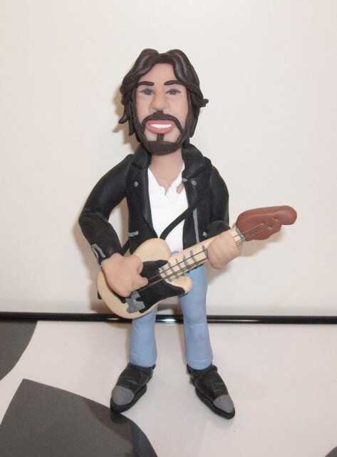 Bruce Springsteen Figurine, Rock Star Doll, Miniature Sculpture, Hand Made Polymer Clay Figurine, Home Decor - image 1