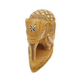 Wooden Elephant Undercut Inlay Work Decorative Floral Design - thumbnail 4