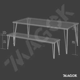 Industrial Reclaimed Wood Dining Set, Scaffoldboard Kitchen Table With Bench & Stools, Hairpin Legs - thumbnail 4