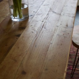 Industrial Reclaimed Wood Dining Set, Scaffoldboard Kitchen Table With Bench & Stools, Hairpin Legs - thumbnail 2
