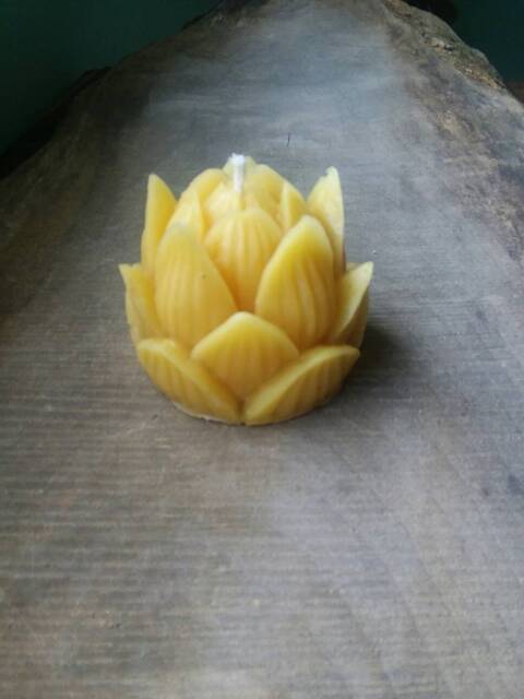 Lotus Flower Beeswax Candle Michigan Farmhouse Decor - image 1