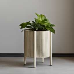 Mid-Century Ribbed Planter With Feet - Modern Retro Indoor Plant Pot Custom Colour Options - 3D Printed - thumbnail 1