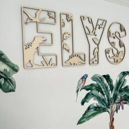 Personalised Dinosaur Name Sign, Wooden Dino Bedroom Decor, Custom Nursery Wall Art, Kids Room Plaque For Boys Gift - thumbnail 3
