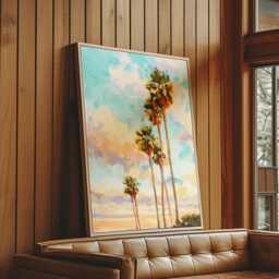 Palm Tree Wall Art Tropical Abstract Print Green Botanical Brush Texture Modern Coastal Decor Poster Framed Canvas - thumbnail 3