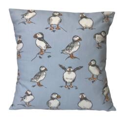 "1 X Clarke & Atlantic Puffins Powder Blue Cushion Cover 16"" 18"" 20"" 22" - thumbnail 1