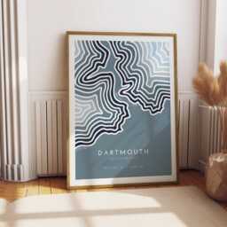 Dartmouth Coastline Art Print Minimalist Devon Map, Free Personalisation - thumbnail 2