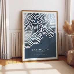 Dartmouth Coastline Art Print Minimalist Devon Map, Free Personalisation - thumbnail 3
