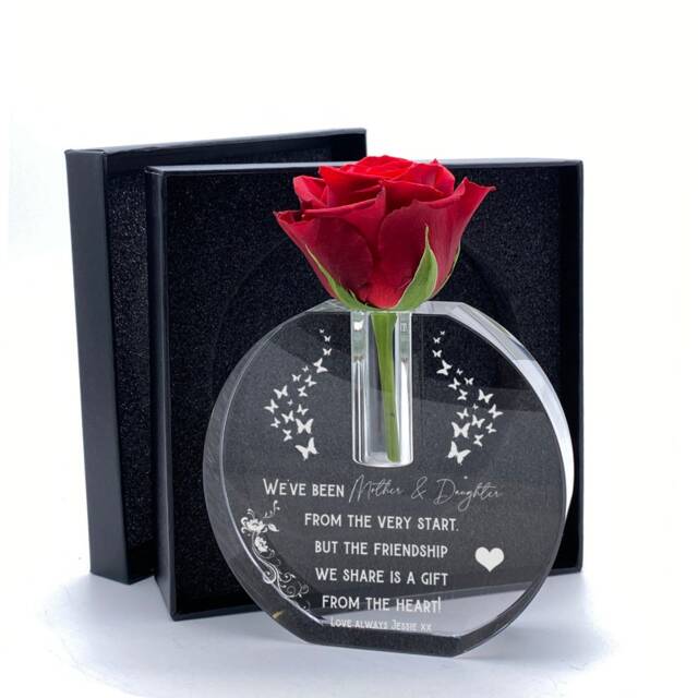 Personalised Mother & Daughter Gift Crystal Glass Flower Vase - image 1