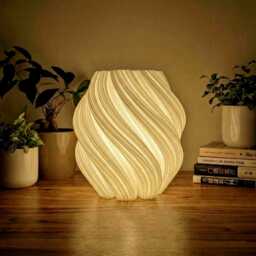 Fractal Spiral Lamp - Organic 3D Printed Table With White Recycled Plastic Modern Eco-Friendly Home Decor, Night Light - thumbnail 1