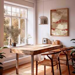 Japanese Cloud Wall Art, Asian Sky Poster With Birds, Red Zen Home Decor Print - thumbnail 3