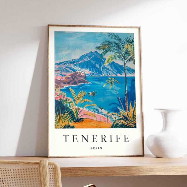 Tenerife Travel Poster Canary Islands Beach Print, Spain Wall Art - image 1
