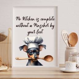 Pinscher Kitchen Art Print, Unframed Modern Pinscher Miniature Kitchen Art, Lover Gift, Decor Wall Art Gift - thumbnail 3
