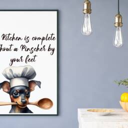 Pinscher Kitchen Art Print, Unframed Modern Pinscher Miniature Kitchen Art, Lover Gift, Decor Wall Art Gift - thumbnail 2