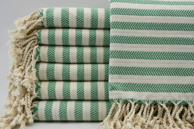 "Turkish Towel, Turkish Peshtemal, Herringbone Towel, Green Towel, 38""x63" - image 1
