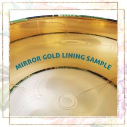 Teal Blue Velvet Lamp Shade With Abstract Design & Mirror Gold Lining - thumbnail 3