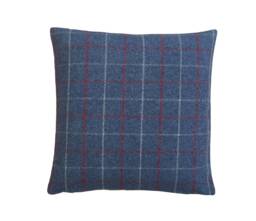 Extra-Large Bamburgh Tartan Plaid Throw Pillow Cover Royal Blue Tweed - thumbnail 1