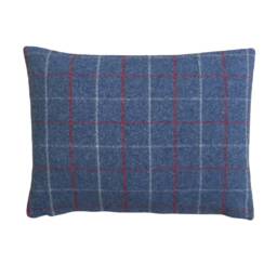 Extra-Large Bamburgh Tartan Plaid Throw Pillow Cover Royal Blue Tweed - thumbnail 2
